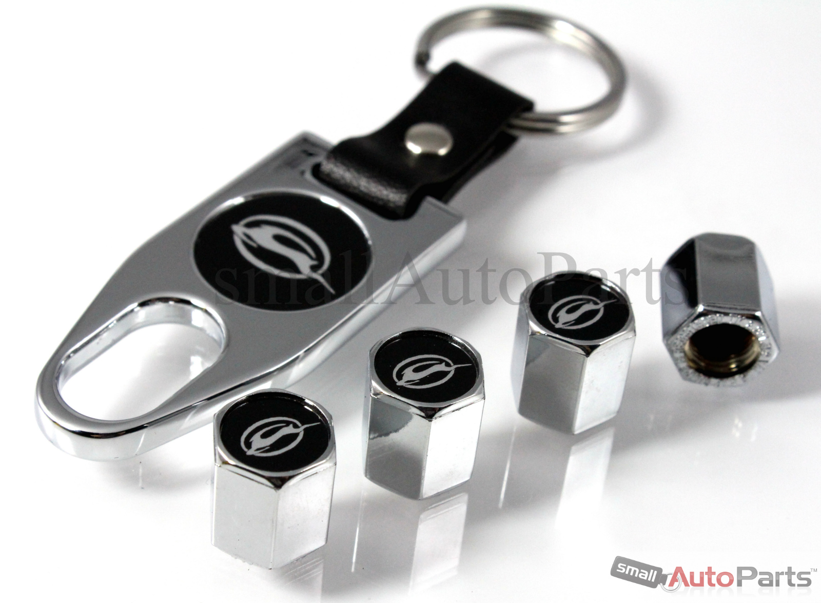 Chevy Impala Black Logo Chrome Tire Wheel Stem Air Valve Caps Wrench Key Chain
